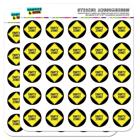 Party Zone Construction Sign Birthday Boy 1" Scrapbooking Crafting Stickers