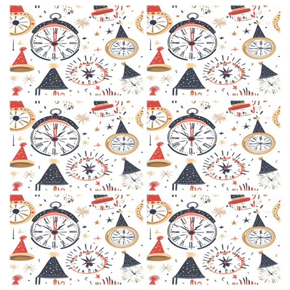 Party and Clocks Hats 6-Piece 12x18in Durable Place Mats, Heat-Proof and Non-Slip