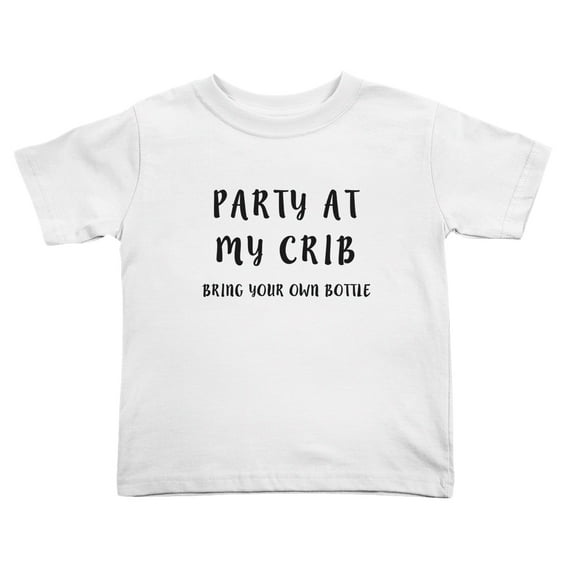 Party at My Crib Bring Your Own Bottle Cute Toddler Tshirts for Boys Girls (White, Youth L)