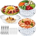 thumbnail image 1 of Party chilled tray, 3-pack 11.8-inch divided deli tray, for serving food at parties, shrimp cocktail service tray, keeps food cool, suitable for vegetables, fruits, cheese, seafood, and dips, 1 of 4
