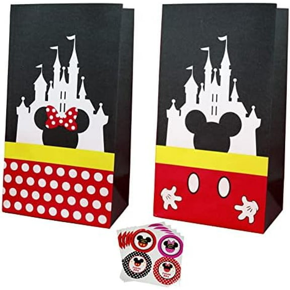 Party favor Gift Bags Candy Treat Bags Birthday Baby Shower Wedding Mickey Minnie Theme Decorations Supplies with Stickers Set of 24$$Home Decor, Kitchen, & Other