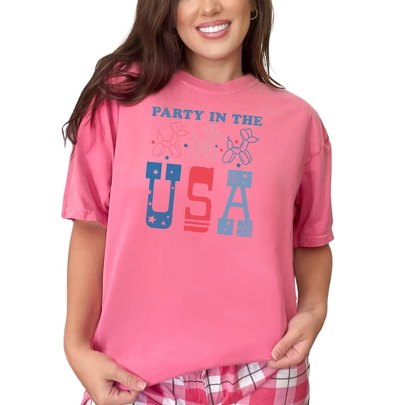 Party in the USA, 4th of July Art, Crunchberry Comfort Colors T-Shirt, 3XL