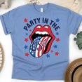 thumbnail image 1 of Party in the USA Shirt – Funny Patriotic Lips Graphic Tee, CarolinaBlue, Size S, 1 of 6