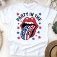 thumbnail image 1 of Party in the USA Shirt – Funny Patriotic Lips Graphic Tee, White, Size M, 1 of 6