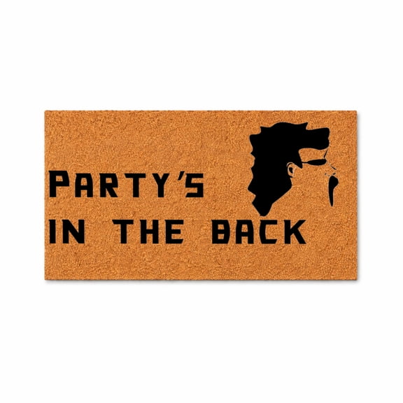 Party's In The Back Doormat, Funny Mullet Door Mat, Welcome Entryway Rug, Humor Home Decor, Housewarming Gift 1053 (16x24 inches) 1053
