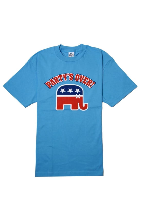Party's Over Republican Elephant Logo Blue T Shirt- Large