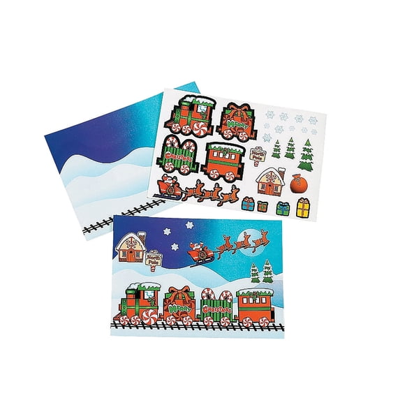 party902 12 make-a-christmas train sticker sheet sets