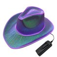 thumbnail image 1 of EL Wire Light Up Cowboy Hat Disco Cowgirl Hat Holographic Space for Raves, Dance Party By PartyGlowz, 1 of 7
