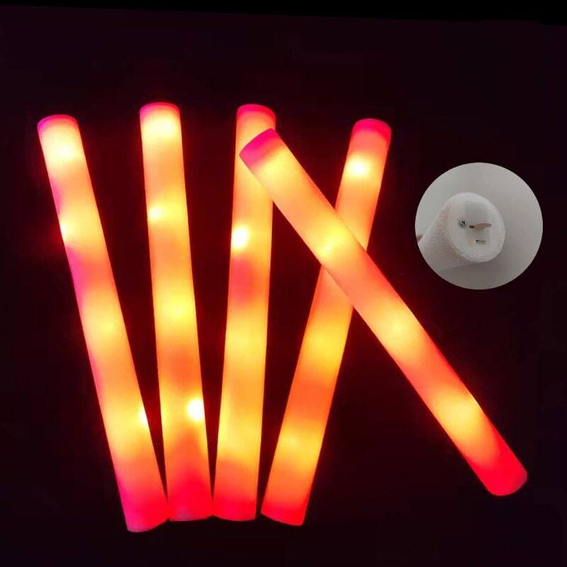 PartyGlowz LED Foam Sticks Wands Batons 3 Flashing Mode Light Up Glow