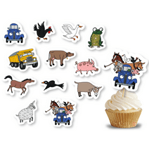 PartyKandy Blue Truck and Little Farm Animal Birthday Party 3 Inch Cupcake Toppers (24 Pieces)