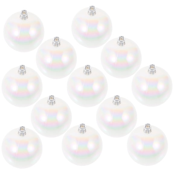 PartyKindom 12Pcs White Plastic Decorative Balls for Bowl Centerpiece and Hanging Ornament Decor