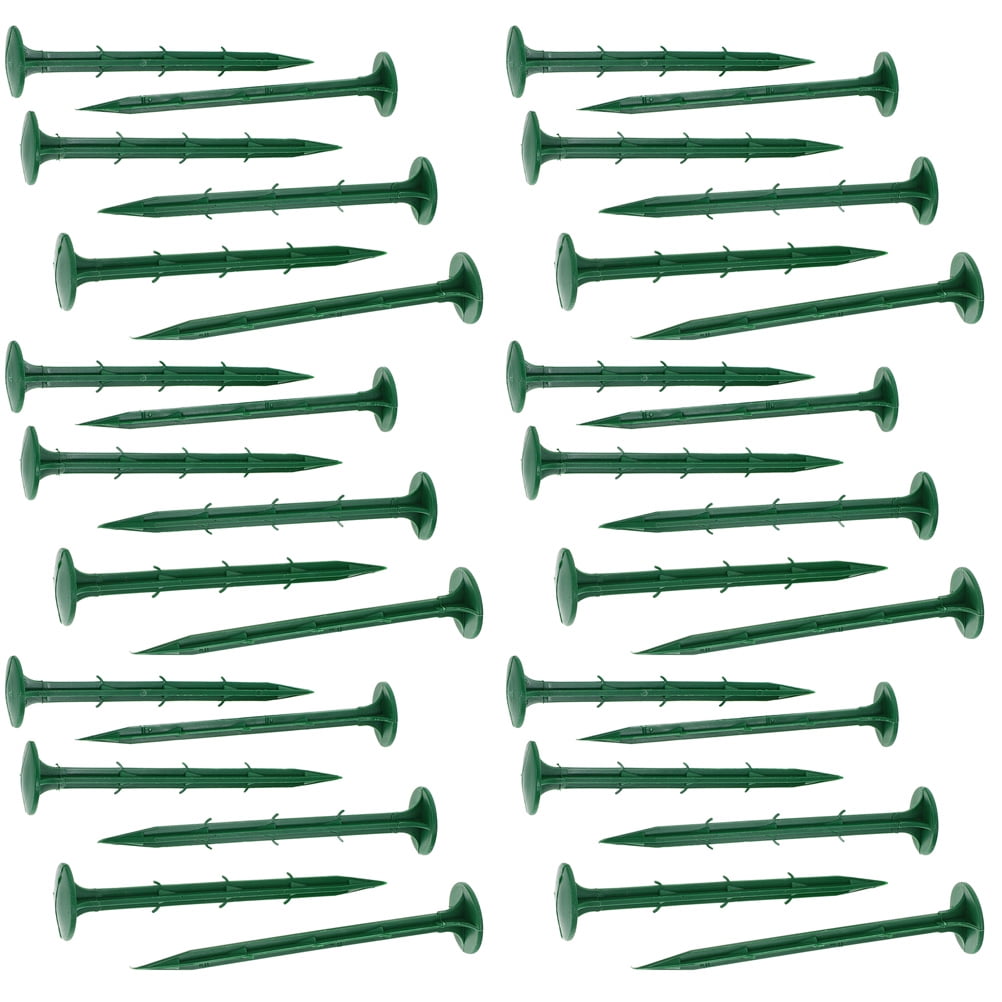 PartyKindom 150Pcs Green Plastic Ground Nails for Outdoor Garden Fabric Lawn Cover Tent Fixing Durable