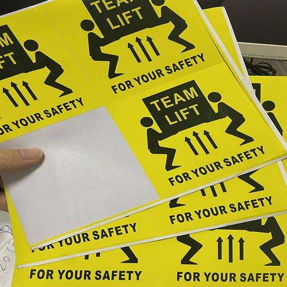 PartyKindom Heavy Object Labels Yellow Caution Stickers Copper Adhesive for Shipping Warnings