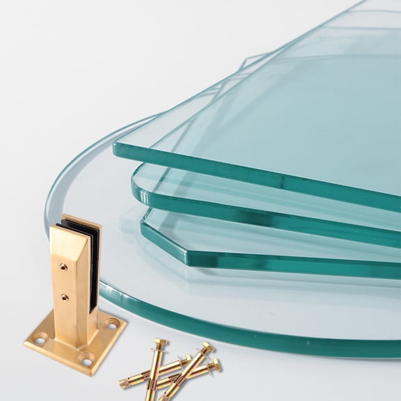 PartyKindom Durable Glass Bracket Steel Glass Clamp Stainless Steel Golden for DIY Projects 1Pcs