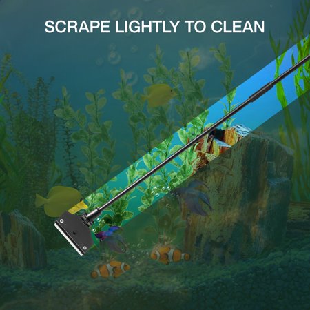 PartyKindom Aquarium Scraper Black, Wide Head, No-Scratch, Adjustable Length, 10Pcs