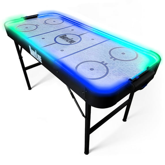 PartyLife 54-Inch Arcade Air Hockey Table – LED Lights, Fold & Store Leg Design, Smooth Playing Surface, Powerful Motor – Perfect for Kids & Adults