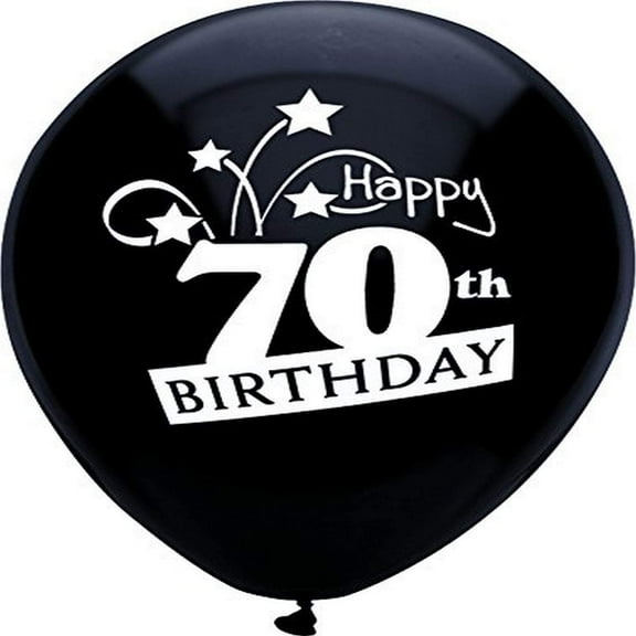 PartyMate - 12 Happy 70th Birthday Shooting Stars Latex Balloons - Black (8ct)