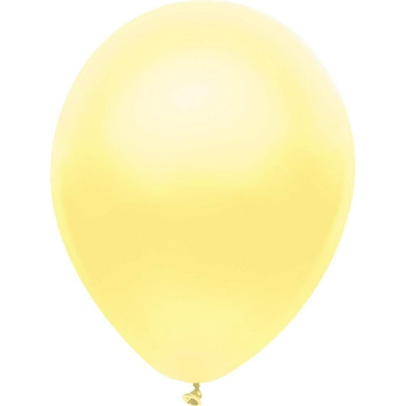 PartyMate 58621 Made in the USA Metallic 12-Inch Latex Balloons, 100-Count, Silk Yellow