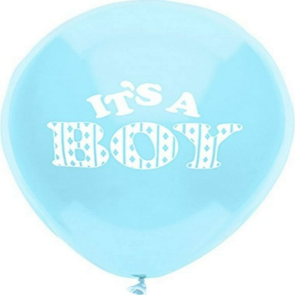 PartyMate Boy Printed Latex Balloons, 12-Inch Round, 8-Count, Sky Blue, 8 CT