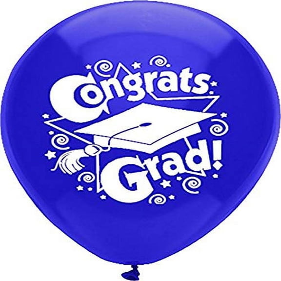 PartyMate Congrats Grad Printed 12-Inch Latex Balloons, 8-Count, Regal Purple