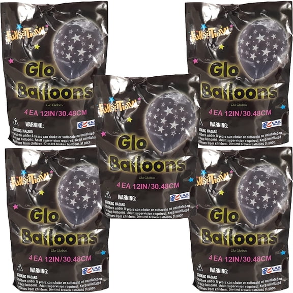 PartyMate Glow Stars Around Printed 12-Inch Latex Glo Balloons (20 Balloons)