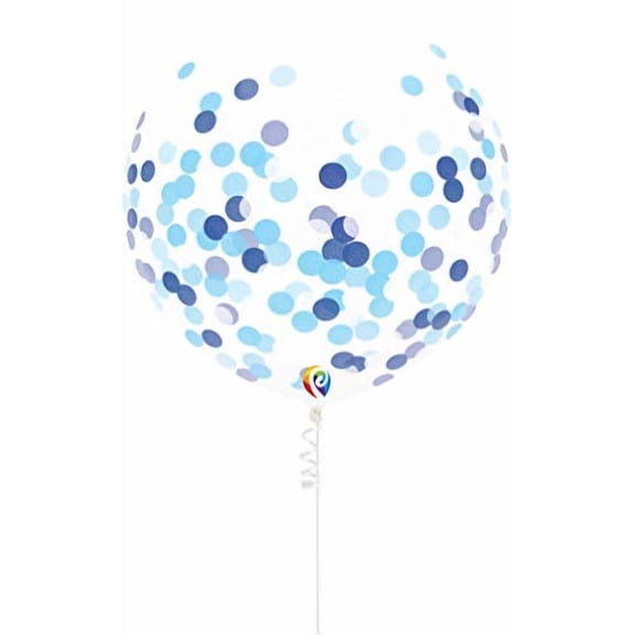 PartyMate Pre-Filled Confetti Balloons with Curling Ribbon, 17-Inch, Blue