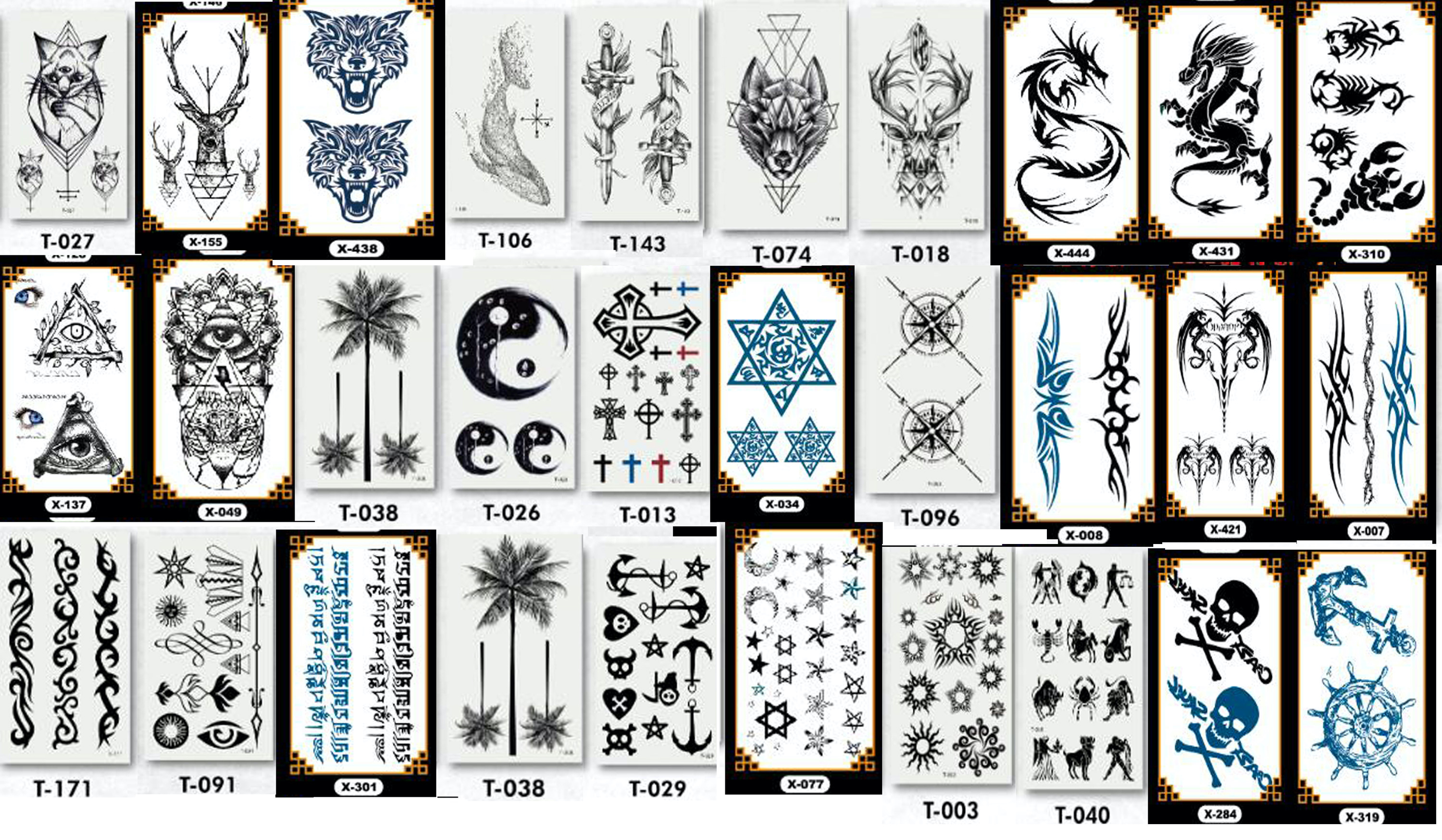 PartyPavillion More Temporary Tattoos Men Women Kids - Black
