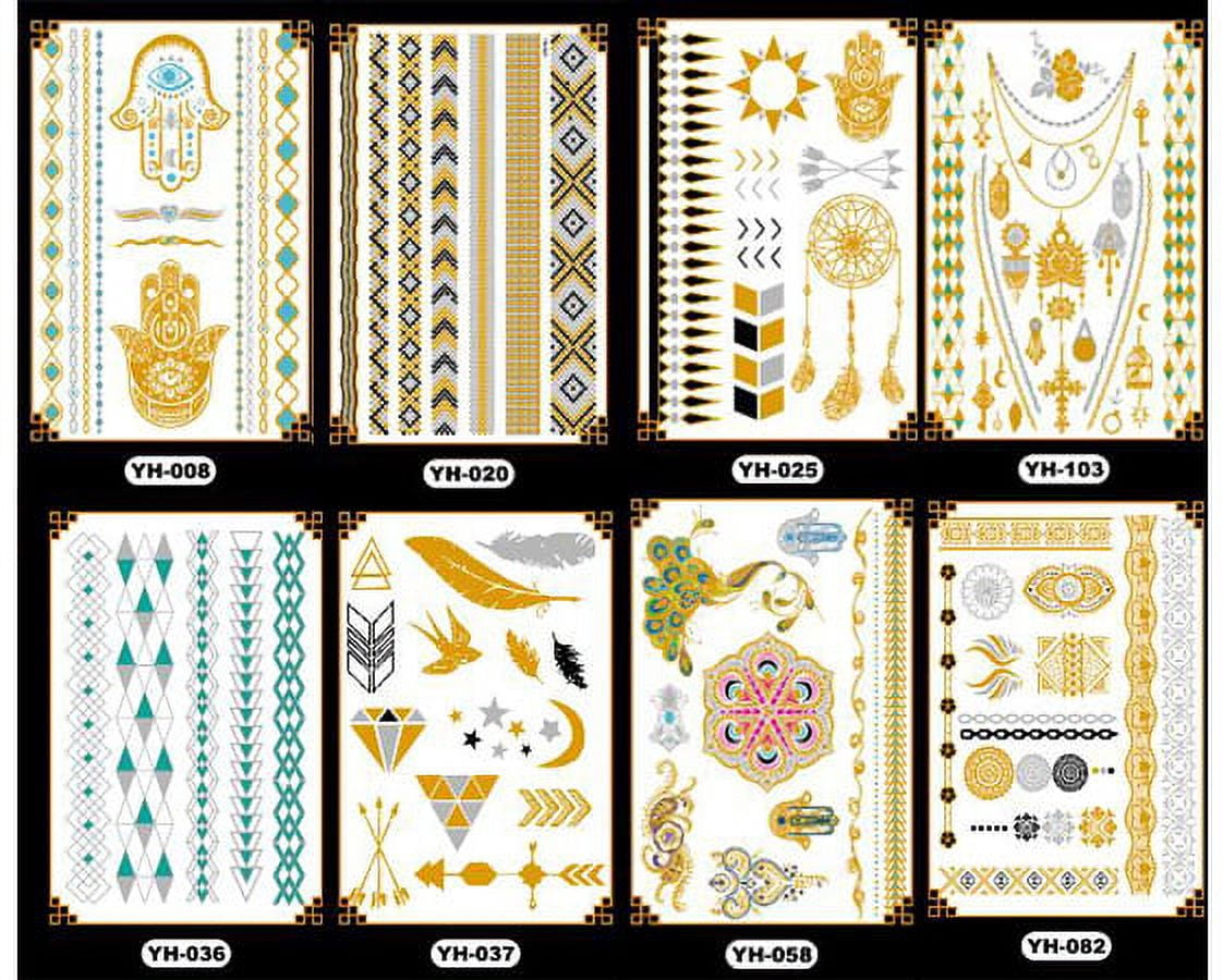 PartyPavillion Temporary Tattoos Women and Teen Girls Jewelry - Gold