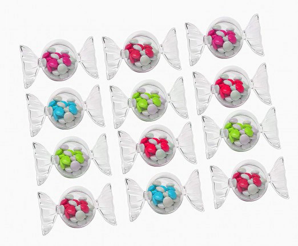 PartyPom Heavy Weight Clear Plastic Mini Candy Shaped Candy Holder, 40 ...