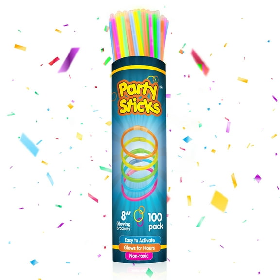 Party Sticks 100 Glow Sticks | 8" Holiday Glow in the Dark Party Supplies