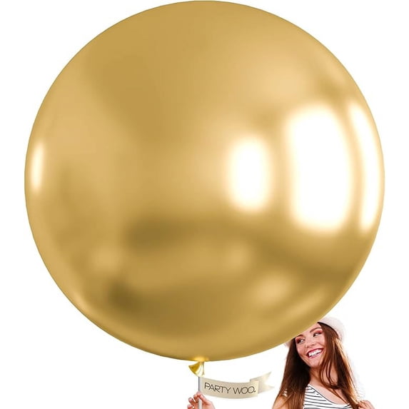 PartyWoo Metallic Gold Balloons, 4 pcs 36 Inch Large Gold Metallic Balloons, Gold Balloons for Balloon Garland or Arch as Party Decorations, Birthday Decorations, Baby Shower Decorations, Gold-G101