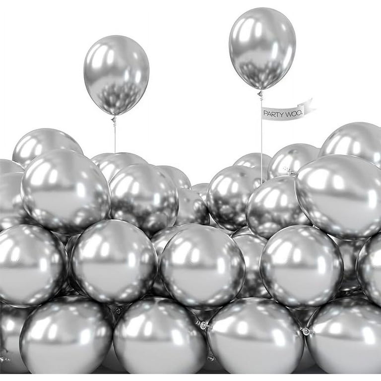 PartyWoo Metallic Silver Balloons, 120 Pcs 5 inch Silver Metallic Balloons, Silver Balloons for Balloon Garland or Arch As Wedding Decorations