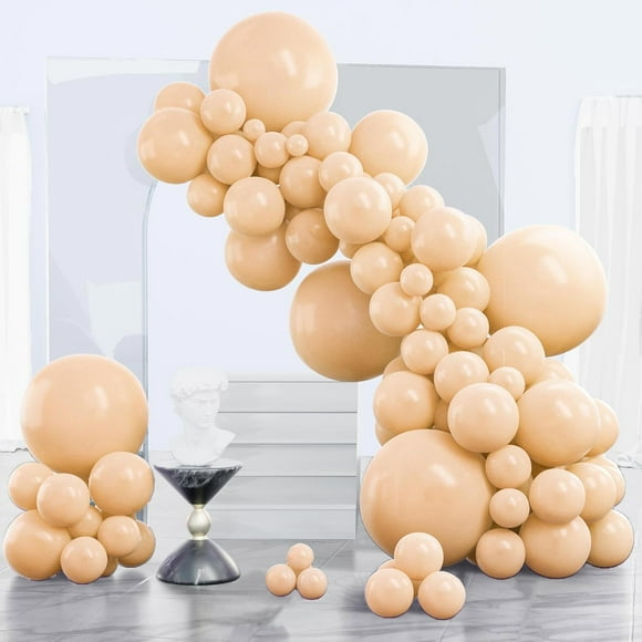 PartyWoo Nude Balloons, 140 pcs Boho Apricot Balloons Different Sizes Pack of 18 Inch 12 Inch 10 Inch 5 Inch Beige Balloons for Balloon Garland or Balloon Arch as Party Decorations, Apricot-F05