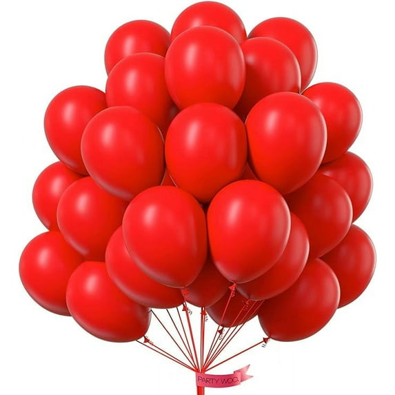 PartyWoo Red Balloons, 100 pcs 12 Inch Matte Red Balloons, Red Latex Balloons for Balloon Garland or Balloon Arch as Birthday Party Decorations, Wedding Decorations, Baby Shower Decorations, Red-Y57