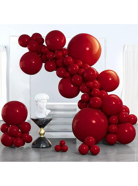 PartyWoo Ruby Red Balloons, 100 pcs Dark Red Balloons Different Sizes Pack of 36 Inch 18 Inch 12 Inch 10 Inch 5 Inch Maroon Balloons for Balloon Garland or Balloon Arch as Party Decorations, Red-Y75