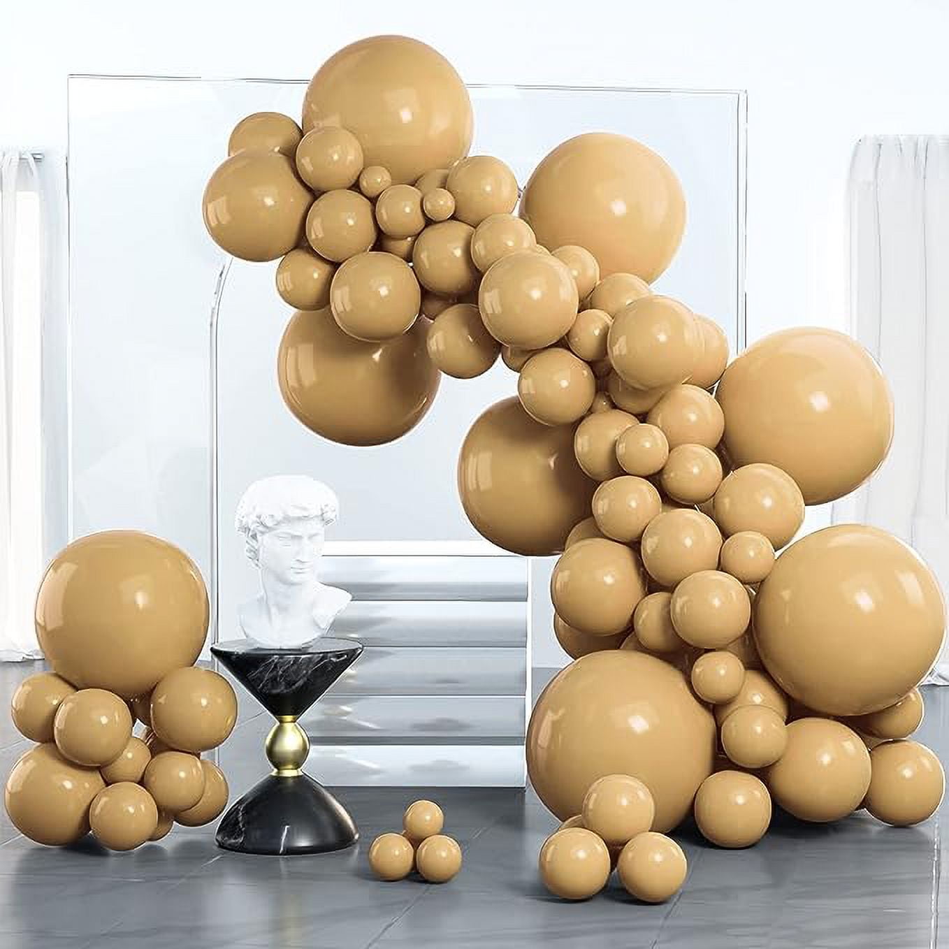 PartyWoo Tan Balloons, 100 pcs Boho Tan Balloons Different Sizes Pack