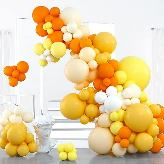 PartyWoo Yellow Balloon Garland, 100 pcs Orange Yellow Balloons Different Sizes Pack of 36 Inch 18 Inch 12 Inch 10 Inch 5 Inch for Balloon Garland Arch as Party Decorations, Birthday Decorations