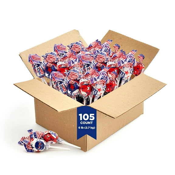 PartyWorks Patriotic Lollipops Candy, 6 Pound Box (105 Pieces)