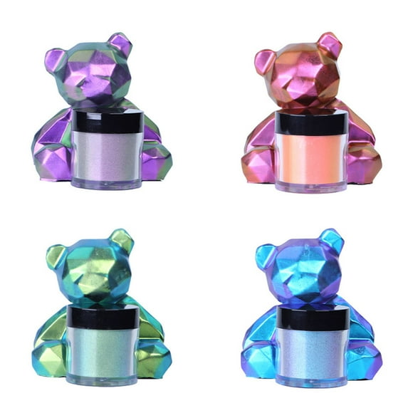 Partygee 4 Colors Color Shift Mica Powder Chameleon Powder Set for Epoxy Resin Update Chrome Pigment Powder for Bath Bombs