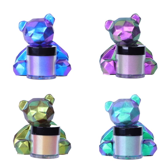 Partygee 4 Colors Color Shift Mica Powder Chameleon Powder Set for Epoxy Resin Update Chrome Pigment Powder for Bath Bombs