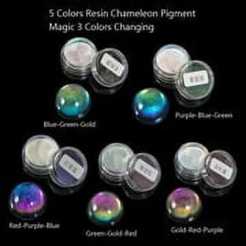Partygee 5 Colors Color Shift Mica Powder Chameleon Powder Set for Epoxy Resin Update Chrome Pigment Powder for Bath Bombs