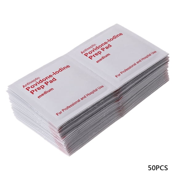 Partygee 50Pcs 5x5cm Wound Dressings Iodine Wipes AntiMicrobial Infection Preventing New