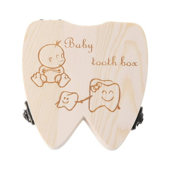 Partygee Tooth Fairy Box Kids Tooth Storage Holder Organizer for Lost Teeth Wooden Organi