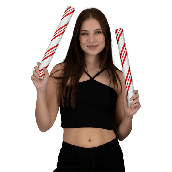 16" LED Glow Foam Sticks - 100 Pack Christmas Candy Cane Striped Light-Up Batons for Parties, Shows & Events by PartyGlowz