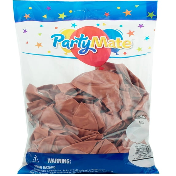 Partymate 72 Radiant Rose Gold Latex Balloons 11" Made In USA