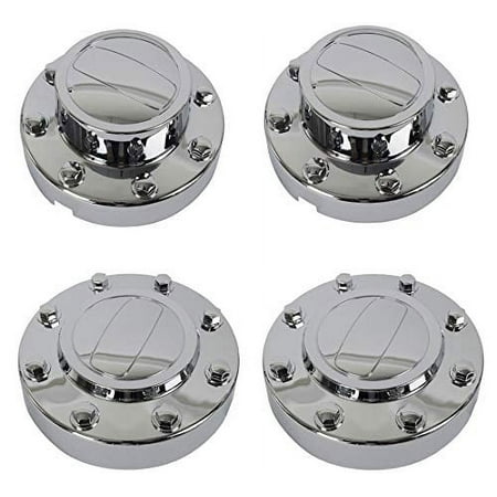 Partzer 2 Front and 2 Rear Chrome ABS Wheel Center Hub Cap DRW Compatible with 2011-2018 Ram 3500