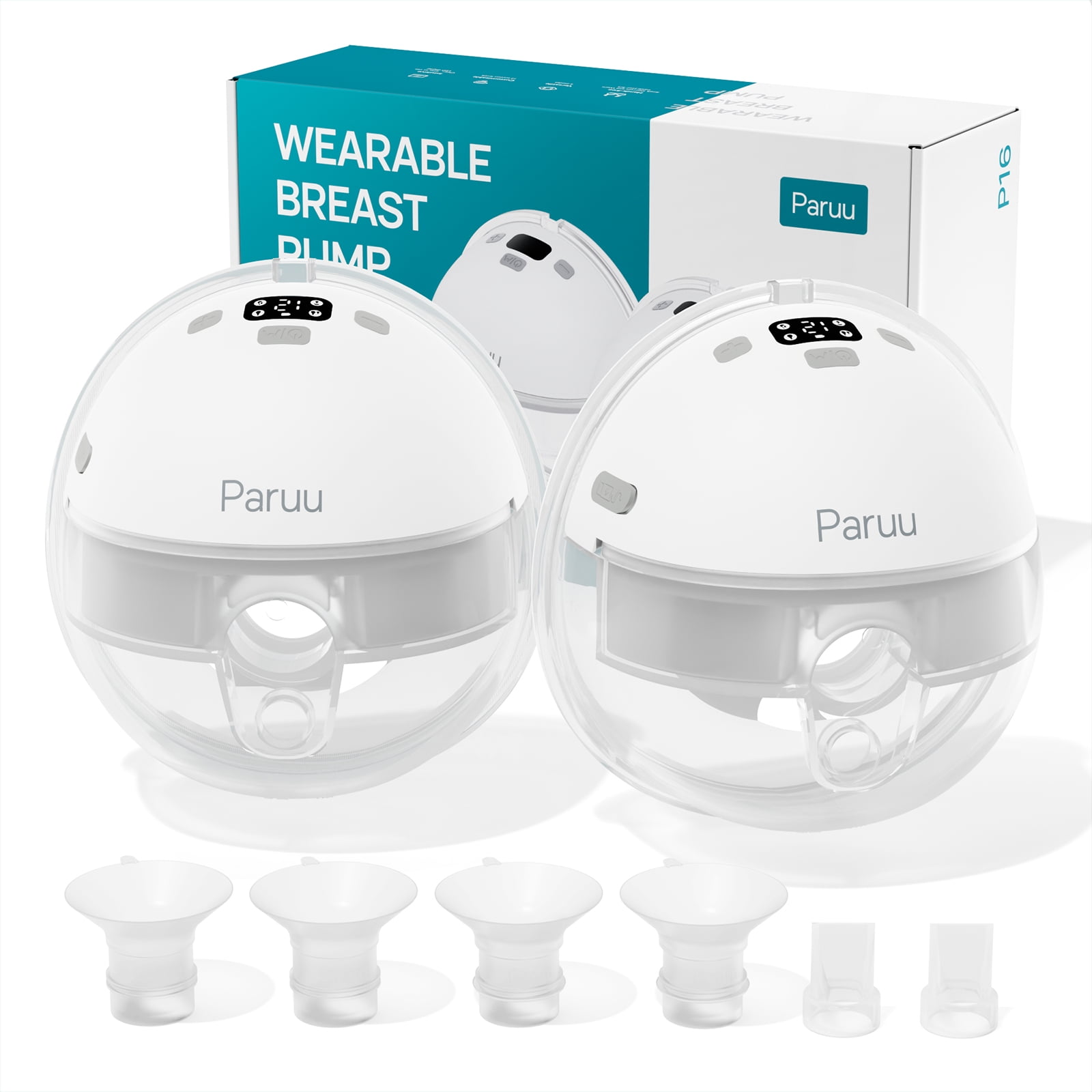 Paruu P16 Hands-Free Breast Pump with 3 Size Flanges, Wearable Electric Breast Pump Paruu P16 Hands-Free Breast Pump with 3 Size Flanges, Wearable Electric Breast Pump