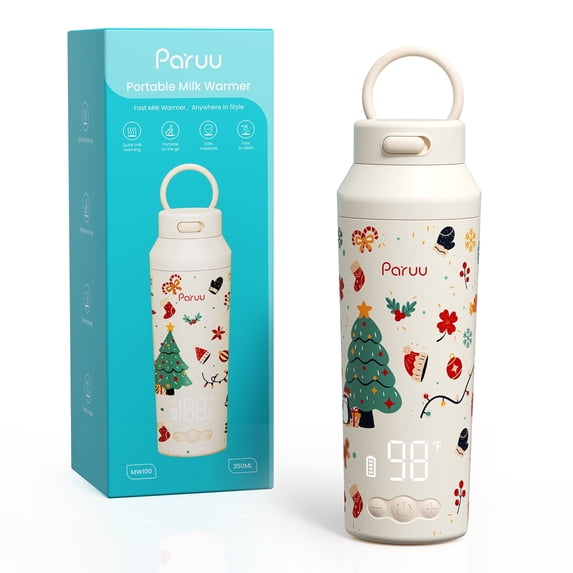 Paruu Portable Bottle Warmer for Travel, Easy-Clean Wide Mouth, Portable Milk Warmer with Fast Heating, 7-Temp Control,12oz