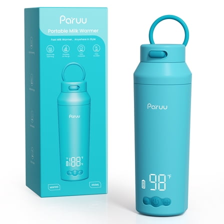 Paruu Portable Bottle Warmer for Travel, Easy-Clean Wide Mouth, Portable Milk Warmer with Fast Heating, 7-Temp Control,12oz