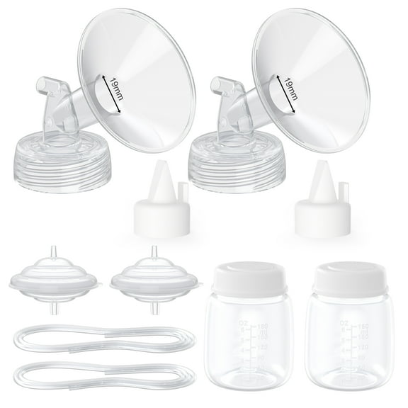 Paruu Pump Parts Compatible with Spectra S1/S2/9 Plus, Not Original Accessories, Full Set Replacements Include 19mm Flanges, Valves, Backflow Protectors (Duckbills Included), Tubings and Bottles